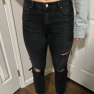 Black Ripped Straight Jeans from Abercrombie & Fitch